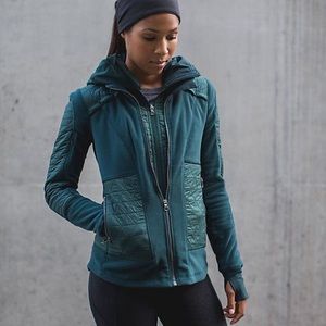 Lululemon Fleecy Keen Jacket, “Dark Fuel” teal green color, size 6